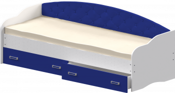 Кровать Софа-7 с мягкой спинкой (800х1900) Белый/Синий в Чулыме - chulym.mebel54.com | фото