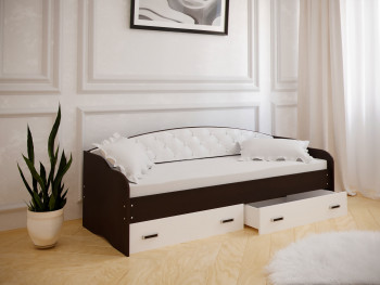Кровать Софа-7 с мягкой спинкой (800х1900) Венге/ Белый в Чулыме - chulym.mebel54.com | фото