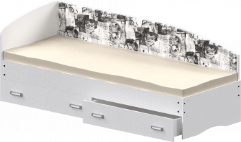 Кровать Софа-9 с мягкой спинкой с рисунком Милана (900х1900) Белый в Чулыме - chulym.mebel54.com | фото