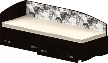Кровать Софа-9 с мягкой спинкой с рисунком Милана (900х1900) Венге в Чулыме - chulym.mebel54.com | фото