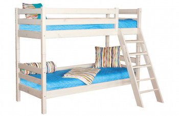 Кровать Соня вариант 10 двухъярусная с наклонной лестницей Белый полупрозрачный в Чулыме - chulym.mebel54.com | фото