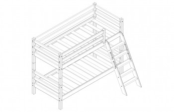 Кровать Соня вариант 12 низкая с наклонной лестницей Белый полупрозрачный в Чулыме - chulym.mebel54.com | фото