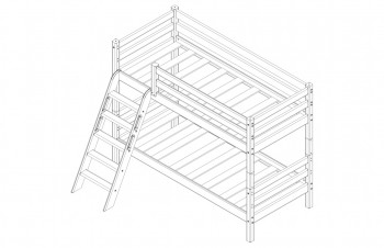 Кровать Соня вариант 12 низкая с наклонной лестницей Белый полупрозрачный в Чулыме - chulym.mebel54.com | фото