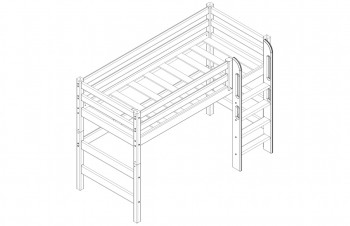 Кровать Соня вариант 5 полувысокая с прямой лестницей белый полупрозрачный в Чулыме - chulym.mebel54.com | фото