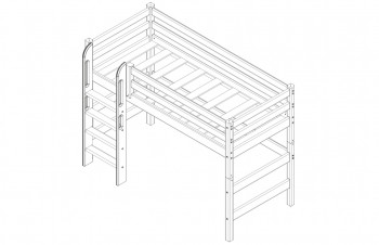 Кровать Соня вариант 5 полувысокая с прямой лестницей белый полупрозрачный в Чулыме - chulym.mebel54.com | фото