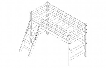 Кровать Соня вариант 6 полувысокая с наклонной лестницей Белый полупрозрачный в Чулыме - chulym.mebel54.com | фото