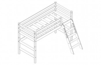 Кровать Соня вариант 6 полувысокая с наклонной лестницей Лаванда в Чулыме - chulym.mebel54.com | фото
