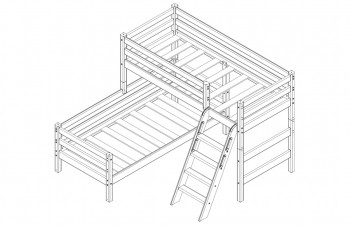 Кровать Соня вариант 8 угловая с наклонной лестницей Белый полупрозрачный в Чулыме - chulym.mebel54.com | фото