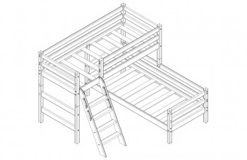 Кровать Соня вариант 8 угловая с наклонной лестницей Лаванда в Чулыме - chulym.mebel54.com | фото