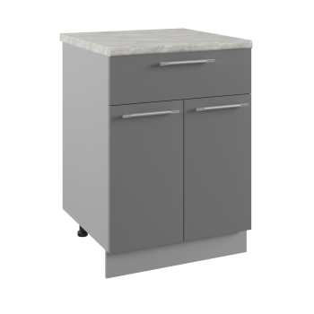 Квадро С1ЯШ 600 шкаф нижний с ящиком (Белый софт/корпус Серый) в Чулыме - chulym.mebel54.com | фото