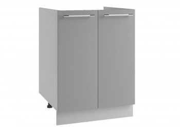 Квадро СМ 600 шкаф нижний мойка с 2-мя фасадами (Белый софт/корпус Серый) в Чулыме - chulym.mebel54.com | фото