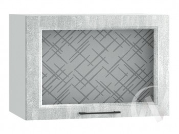 Либерти Шкаф верхний горизонтальный со стеклом ШВГС 609 (Холст грей/корпус белый) в Чулыме - chulym.mebel54.com | фото