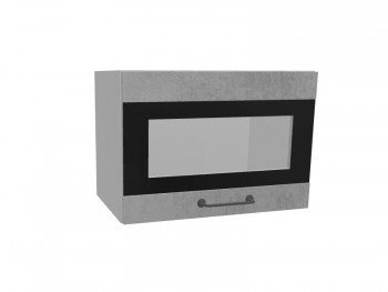 Лофт ПГСФ 500 шкаф верхний горизонтальный со стеклом и фотопечатью (Бетон светлый/корпус Серый) в Чулыме - chulym.mebel54.com | фото