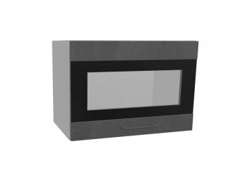 Лофт ПГСФ 500 шкаф верхний горизонтальный со стеклом и фотопечатью (Бетон темный/корпус Серый) в Чулыме - chulym.mebel54.com | фото