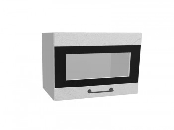 Лофт ПГСФ 500 шкаф верхний горизонтальный со стеклом и фотопечатью (Штукатурка белая/корпус Серый) в Чулыме - chulym.mebel54.com | фото