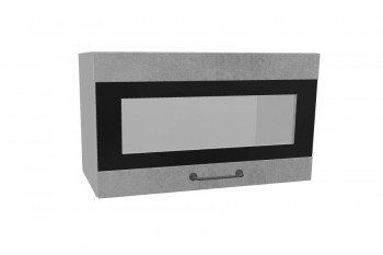 Лофт ПГСФ 600 шкаф верхний горизонтальный со стеклом и фотопечатью (Бетон светлый/корпус Серый) в Чулыме - chulym.mebel54.com | фото