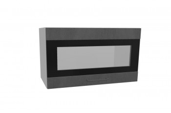 Лофт ПГСФ 600 шкаф верхний горизонтальный со стеклом и фотопечатью (Бетон темный/корпус Серый) в Чулыме - chulym.mebel54.com | фото