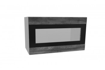 Лофт ПГСФ 600 шкаф верхний горизонтальный со стеклом и фотопечатью (Дуб бурый/корпус Серый) в Чулыме - chulym.mebel54.com | фото