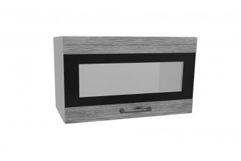 Лофт ПГСФ 600 шкаф верхний горизонтальный со стеклом и фотопечатью (Дуб майский/корпус Серый) в Чулыме - chulym.mebel54.com | фото