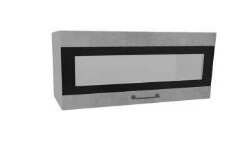 Лофт ПГСФ 800 шкаф верхний горизонтальный со стеклом и фотопечатью (Бетон светлый/корпус Серый) в Чулыме - chulym.mebel54.com | фото