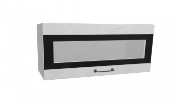 Лофт ПГСФ 800 шкаф верхний горизонтальный со стеклом и фотопечатью (Штукатурка белая/корпус Серый) в Чулыме - chulym.mebel54.com | фото