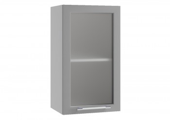 Лофт ПС 400 шкаф верхний со стеклом (Штукатурка белая/корпус Серый) в Чулыме - chulym.mebel54.com | фото