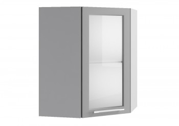 Лофт ПУС 550 шкаф верхний угловой со стеклом (Дуб бурый/корпус Серый) в Чулыме - chulym.mebel54.com | фото