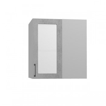Лофт ПУС 650 шкаф верхний угловой со стеклом (Бетон светлый/корпус Серый) в Чулыме - chulym.mebel54.com | фото