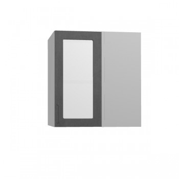 Лофт ПУС 650 шкаф верхний угловой со стеклом (Бетон темный/корпус Серый) в Чулыме - chulym.mebel54.com | фото
