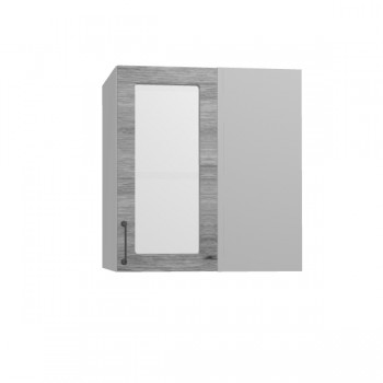 Лофт ПУС 650 шкаф верхний угловой со стеклом (Дуб майский/корпус Серый) в Чулыме - chulym.mebel54.com | фото