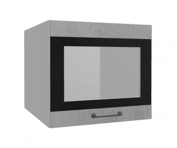 Лофт ВПГСФ 500 шкаф верхний горизонтальный со стеклом высокий с фотопечатью (Бетон светлый/корпус Серый) в Чулыме - chulym.mebel54.com | фото
