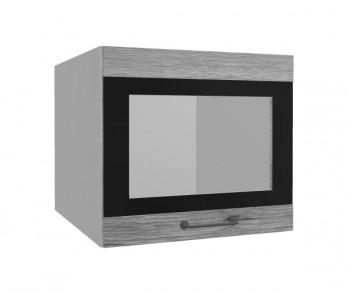 Лофт ВПГСФ 500 шкаф верхний горизонтальный со стеклом высокий с фотопечатью (Дуб майский/корпус Серый) в Чулыме - chulym.mebel54.com | фото