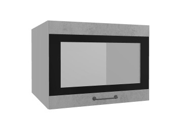 Лофт ВПГСФ 600 шкаф верхний горизонтальный со стеклом высокий с фотопечатью (Бетон светлый/корпус Серый) в Чулыме - chulym.mebel54.com | фото