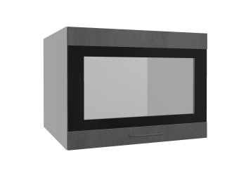 Лофт ВПГСФ 600 шкаф верхний горизонтальный со стеклом высокий с фотопечатью (Бетон темный/корпус Серый) в Чулыме - chulym.mebel54.com | фото