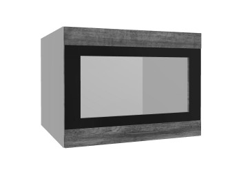 Лофт ВПГСФ 600 шкаф верхний горизонтальный со стеклом высокий с фотопечатью (Дуб бурый/корпус Серый) в Чулыме - chulym.mebel54.com | фото