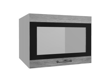 Лофт ВПГСФ 600 шкаф верхний горизонтальный со стеклом высокий с фотопечатью (Дуб майский/корпус Серый) в Чулыме - chulym.mebel54.com | фото