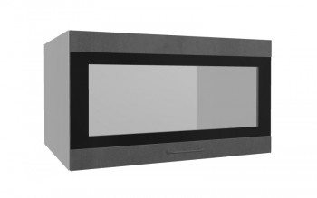 Лофт ВПГСФ 800 шкаф верхний горизонтальный со стеклом высокий с фотопечатью (Бетон темный/корпус Серый) в Чулыме - chulym.mebel54.com | фото
