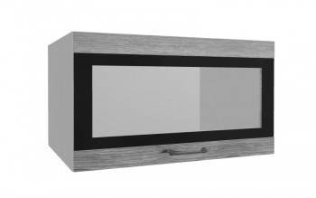 Лофт ВПГСФ 800 шкаф верхний горизонтальный со стеклом высокий с фотопечатью (Дуб майский/корпус Серый) в Чулыме - chulym.mebel54.com | фото