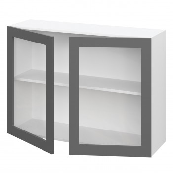 Лондон ШВС 1000 Шкаф верхний со стеклом (Дуб белый/корпус Белый) в Чулыме - chulym.mebel54.com | фото