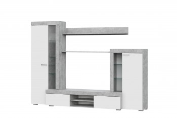 Мебель для гостиной МГС 5 Цемент светлый / Белый в Чулыме - chulym.mebel54.com | фото