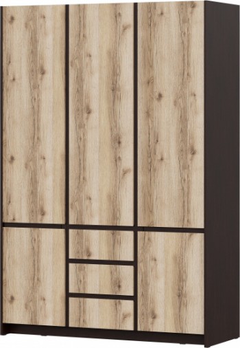 Модульная система "Прага" Шкаф для одежды трехстворчатый Дуб Венге/Дуб Делано в Чулыме - chulym.mebel54.com | фото
