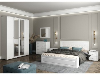 Модульная спальня Барселона (Белый/Белый глянец) в Чулыме - chulym.mebel54.com | фото