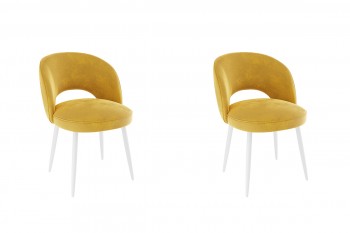 Набор стульев Моли 2 шт (жёлтый велюр/белый) в Чулыме - chulym.mebel54.com | фото