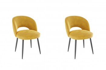 Набор стульев Моли 2 шт (жёлтый велюр/черный) в Чулыме - chulym.mebel54.com | фото