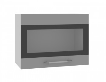 Норд ШВГС 600 Шкаф верхний горизонтальный со стеклом (Софт черный/корпус Белый) в Чулыме - chulym.mebel54.com | фото