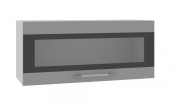 Норд ШВГС 800 Шкаф верхний горизонтальный со стеклом (Софт черный/корпус Белый) в Чулыме - chulym.mebel54.com | фото