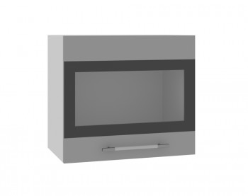 Олива ВПГСФ 500 Шкаф верхний горизонтальный со стеклом с фотопечатью высокий (Ваниль глянец/корпус Серый) в Чулыме - chulym.mebel54.com | фото