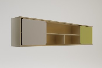 Полка между шкафами 1960 Эппл (Зеленый/Белый/корпус Клен) в Чулыме - chulym.mebel54.com | фото