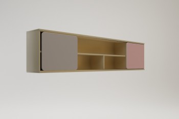 Полка между шкафами 1960 Грэйси (Розовый/Серый/корпус Клен) в Чулыме - chulym.mebel54.com | фото