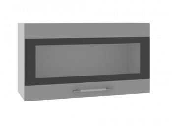Ройс ВПГСФ 800 Шкаф верхний горизонтальный со стеклом с фотопечатью высокий (Белый софт/корпус Серый) в Чулыме - chulym.mebel54.com | фото